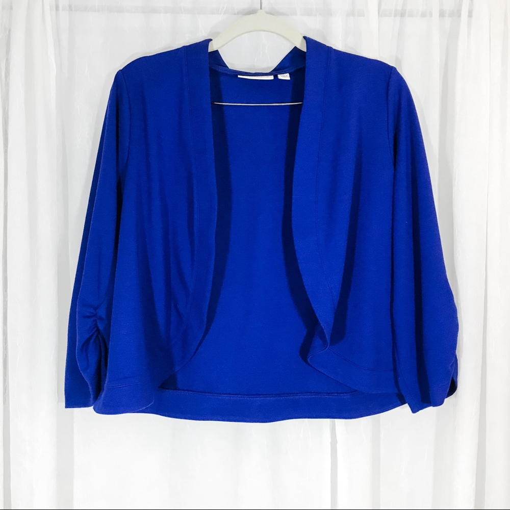Susan Graver Blue Blazer 3/4 Sleeve Small